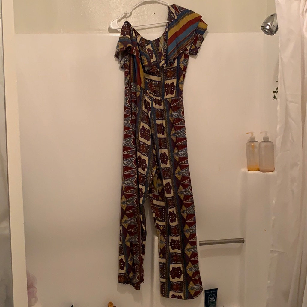 Patterned One Shoulder Jump Suit